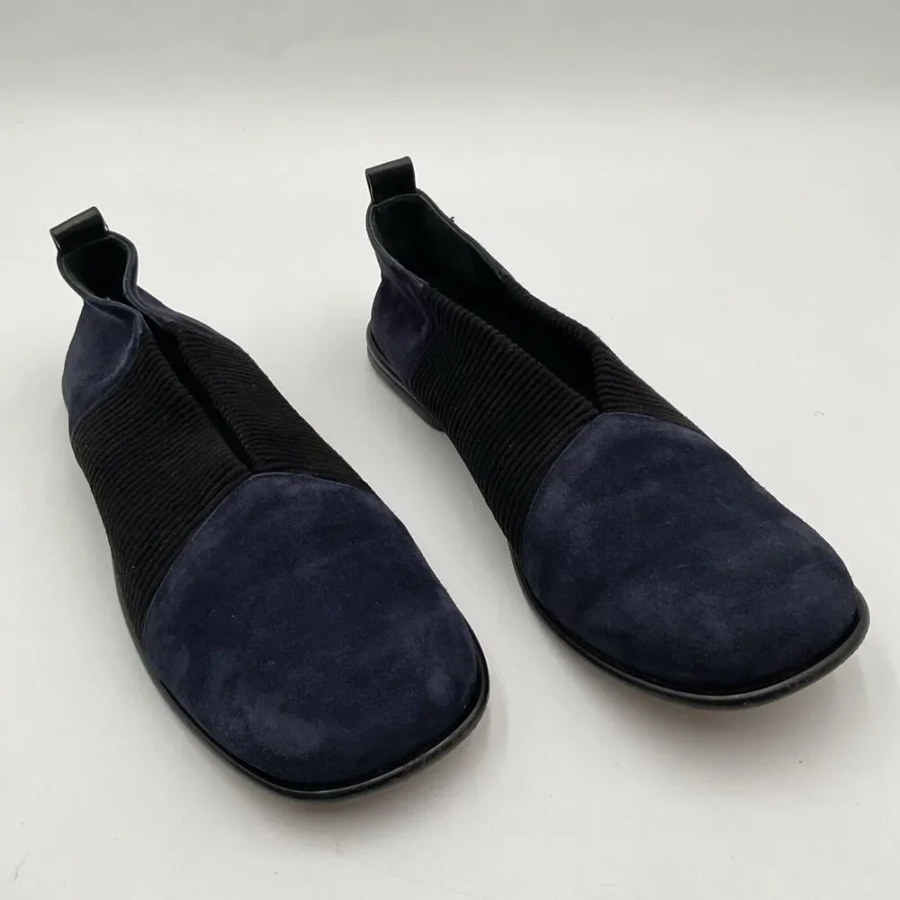 Gray Matters Navy and Black Suede Slip-On Flats